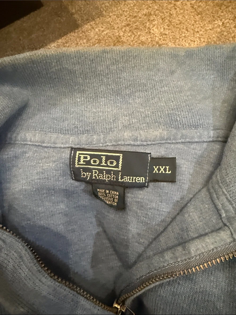 Polo by Ralph Lauren Blue Half-Zip Sweater with Yellow Pony